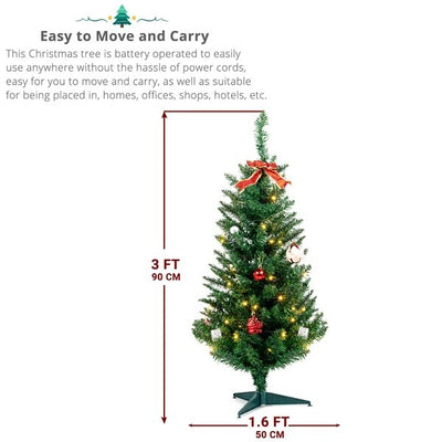 3ft 129 Branches With Santa Claus Decoration PVC Branch Iron Bracket Christmas Tree Green