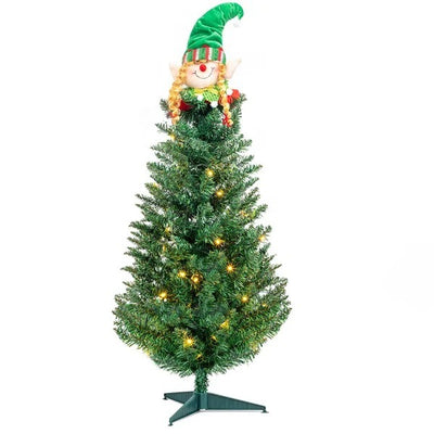 3ft 129 Branches With Santa Claus Decoration PVC Branch Iron Bracket Christmas Tree Green