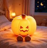 Glow Pumpkin silicone Halloween lantern with touch-activated dimmable light